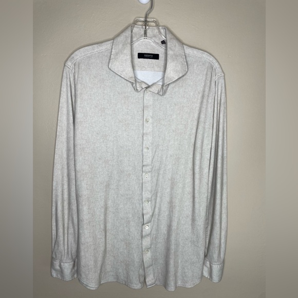 DESOTO Other - Desoto Luxury Line Tan Striped Cotton Button Down Shirt Long Sleeve 16.5